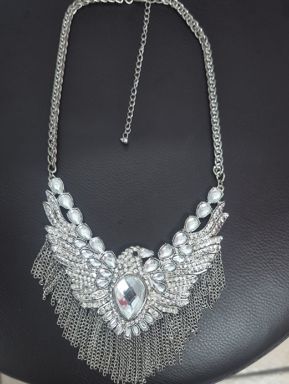 Silver Crystal Wing Statement Necklace - Women Jewelry